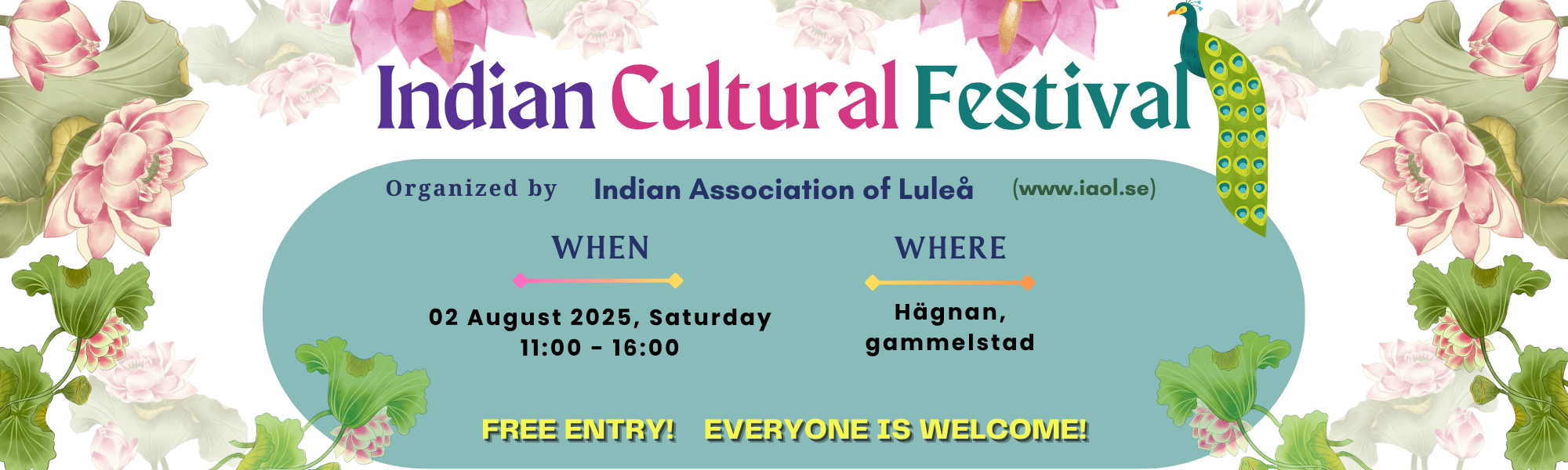 Banner for Colors of India Event at Kulturens Hus, Luleå